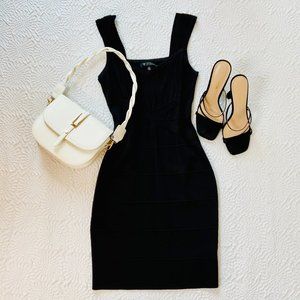 Guess Sleeveless Ribbed Knit Black Bodycon Mini Dress | Size 4